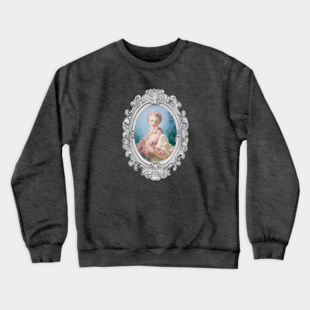 18th century French lady portrait silver Crewneck Sweatshirt by chmdance